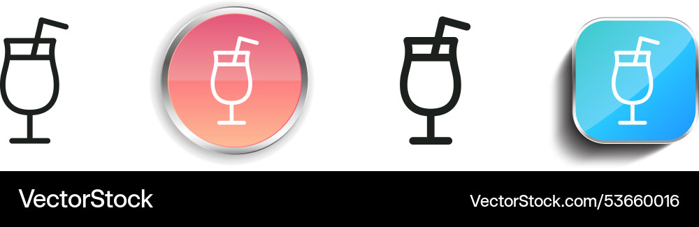 Drink icon thin linear regular and button style vector image