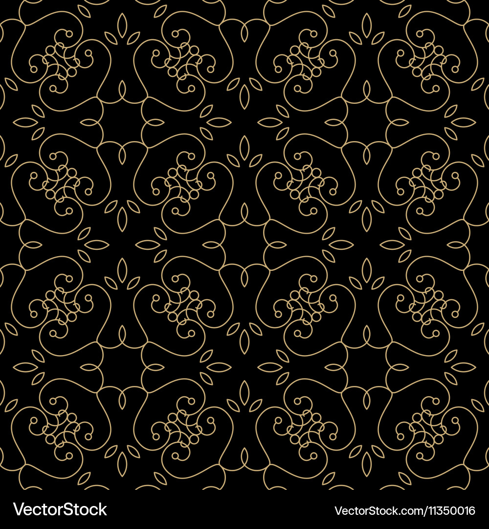 Golden pattern on dark damask background Vector Image