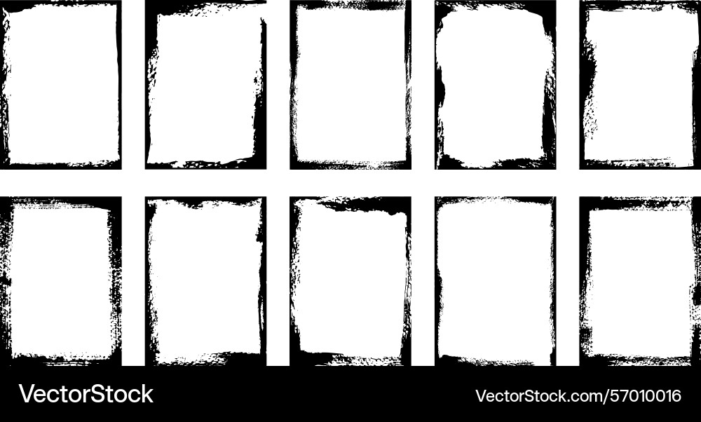 Grunge frames rough black rectangular frame Grunge frames rough black rectangular frame vector image