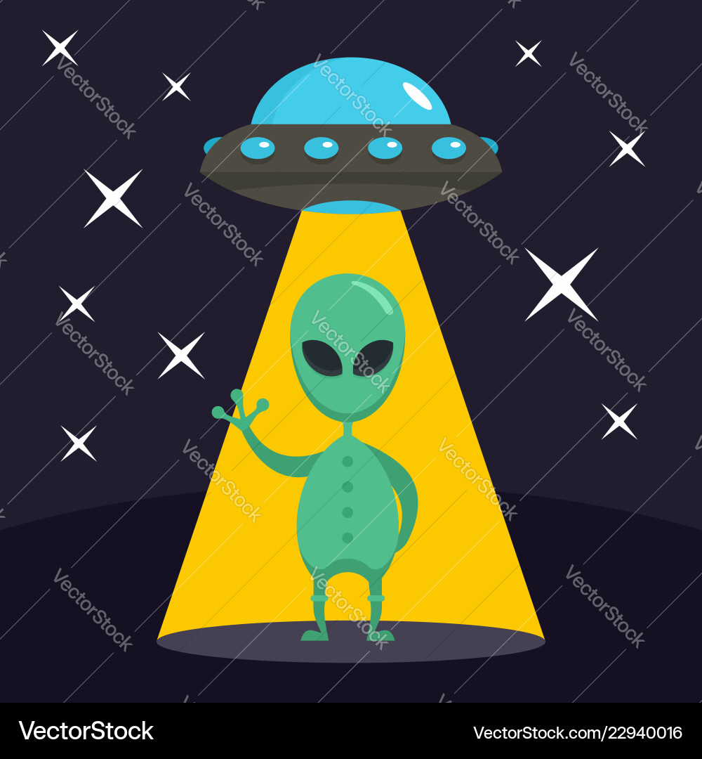 Hello from alien concept background flat style vector image