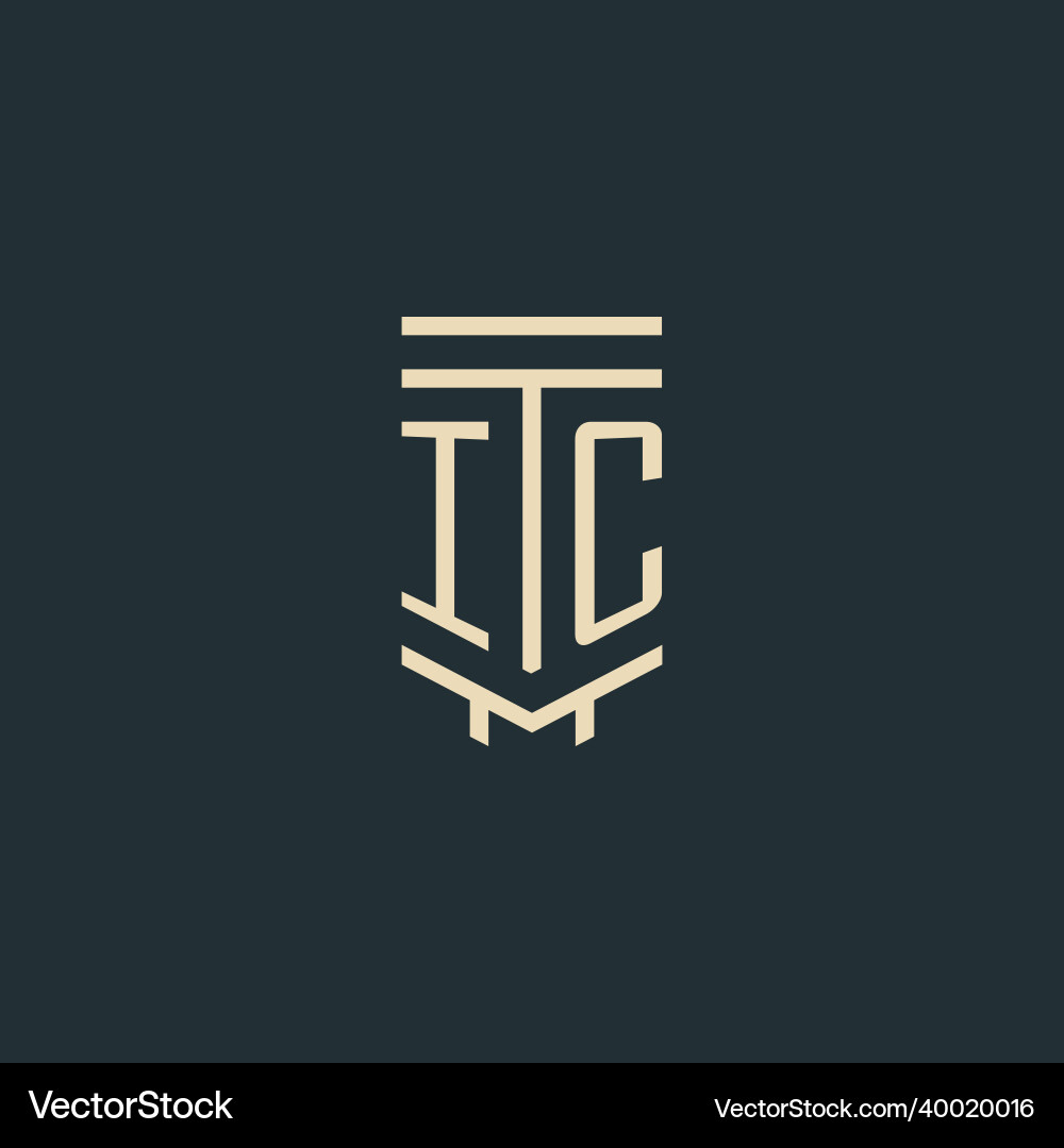 Ic initial monogram with simple line art pillar Ic initial monogram with simple line art pillar Vector Image