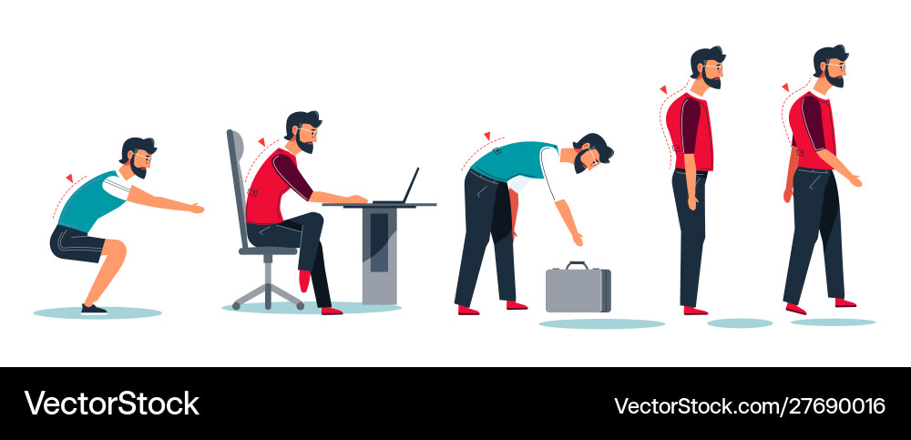 Incorrect posture wrong sitting position vector image