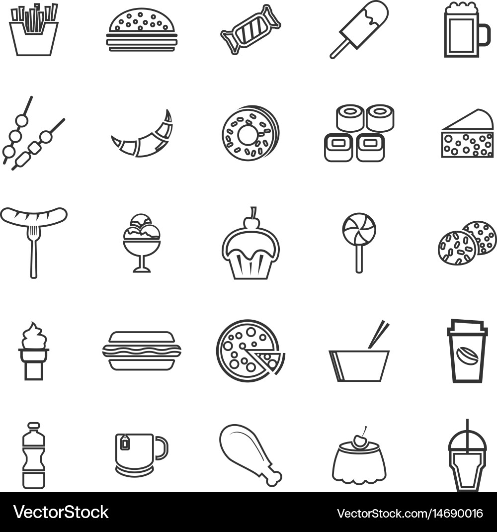 Line Icons: Fast Food & Snacks Vector Image