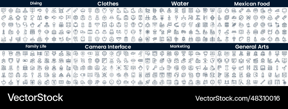 Linear style icons pack in this bundle include vector image