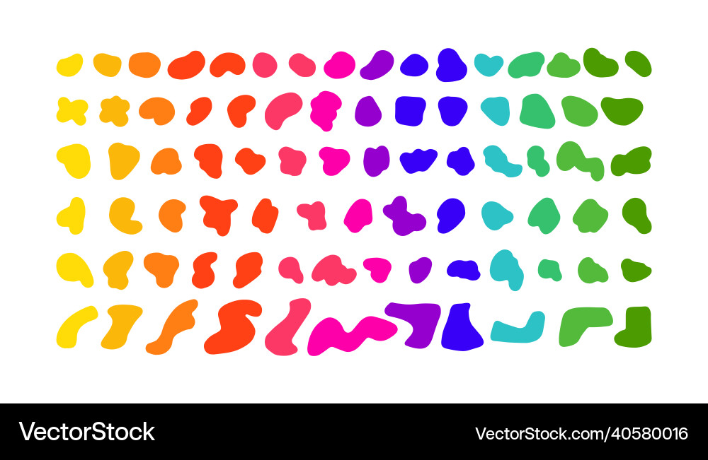 Rainbow random shapes set organic abstract Vector Image