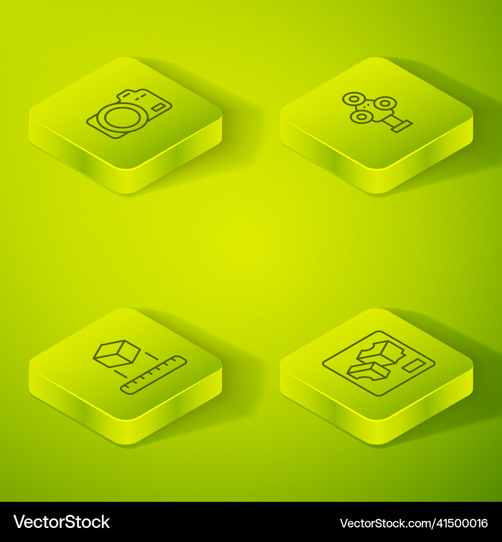Set isometric line 3d scanner cube Set isometric line 3d scanner cube vector image