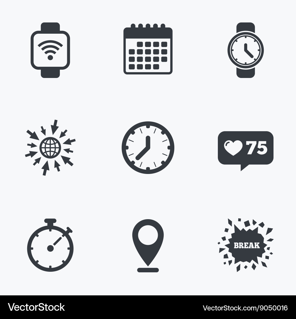 Smart watch mechanical clock time and timer vector image