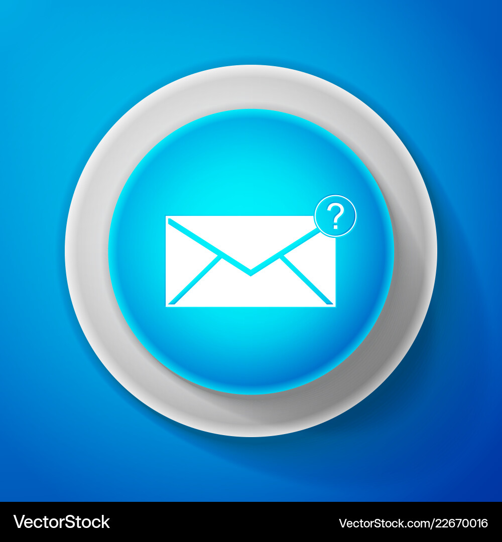 White envelope with question mark icon isolated vector image