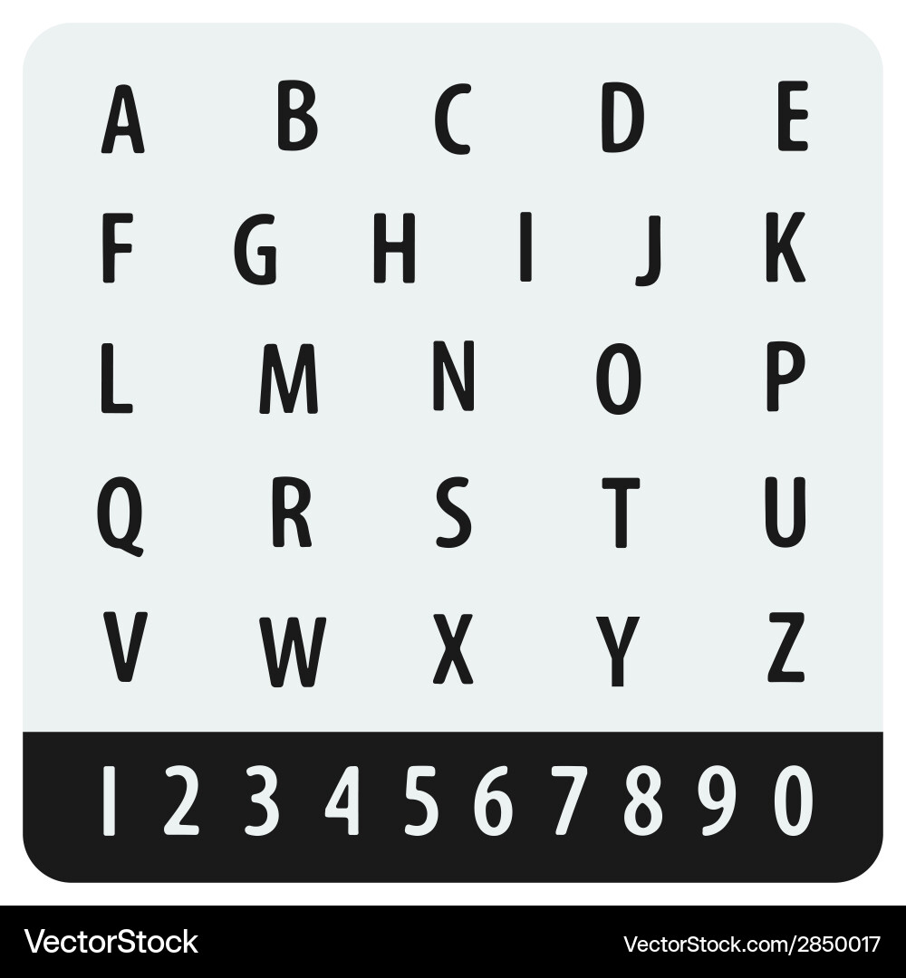 Alphabet and numbers with no sharp corners vector image