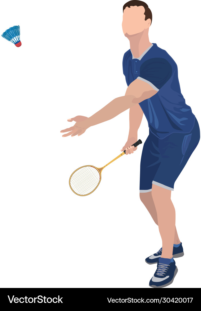 Badminton player with racket and shuttlecock vector image