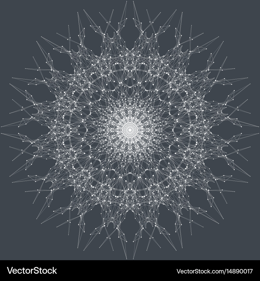Fractal element with connected line and dots Vector Image