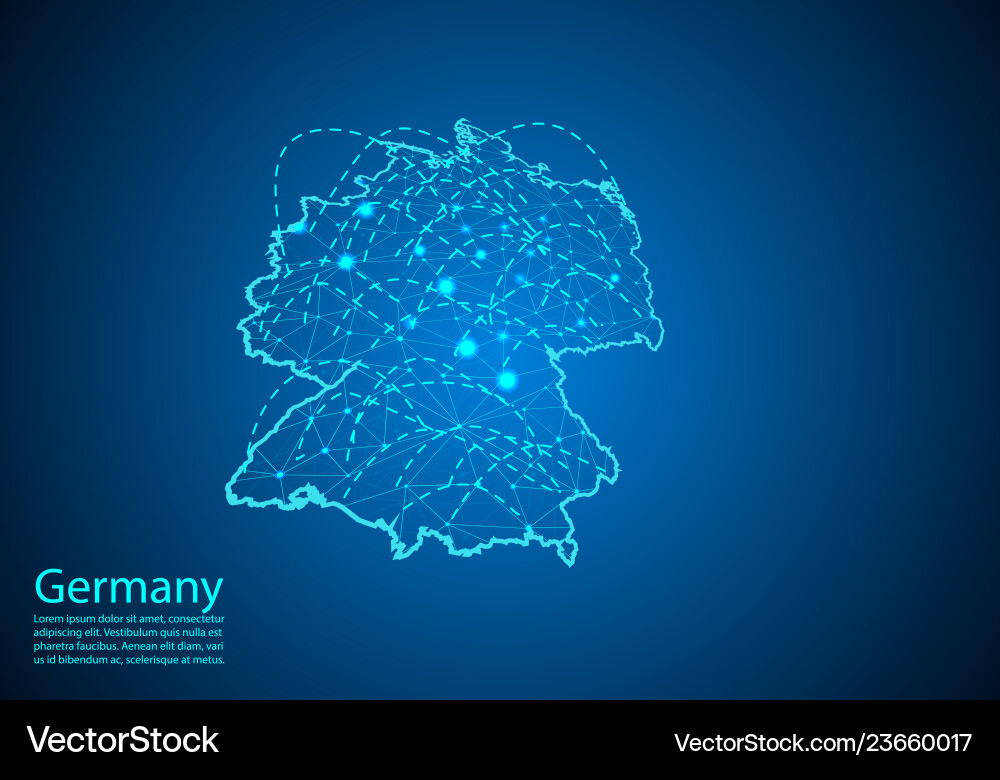 Germany map with nodes linked by lines concept Germany map with nodes linked by lines concept vector image