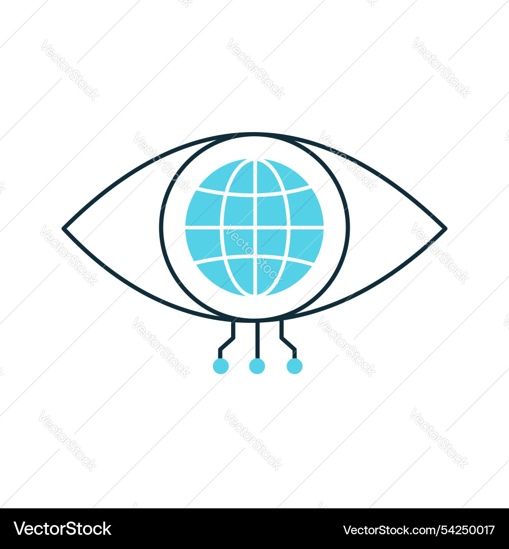 Global ai eye for visual recognition systems icon vector image