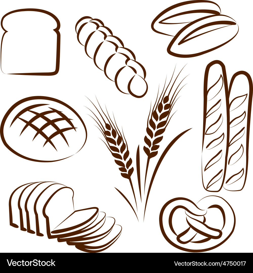 Hand Drawn Bread Collection Royalty Free Vector Image