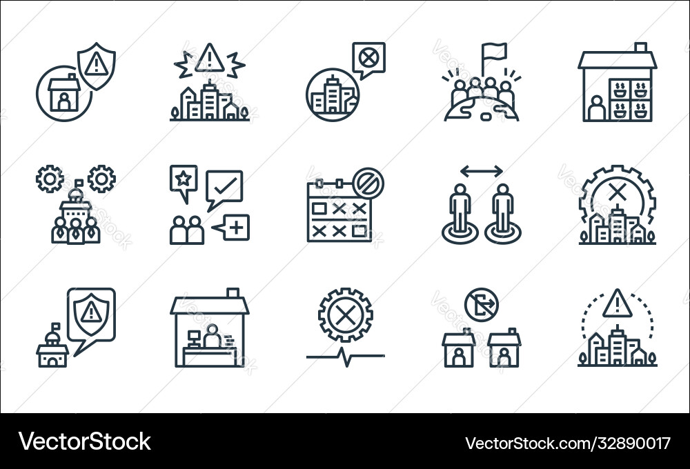 Lockdown line icons linear set quality Lockdown line icons linear set quality Vector Image