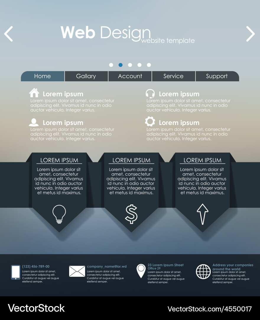Menu design for web site vector image
