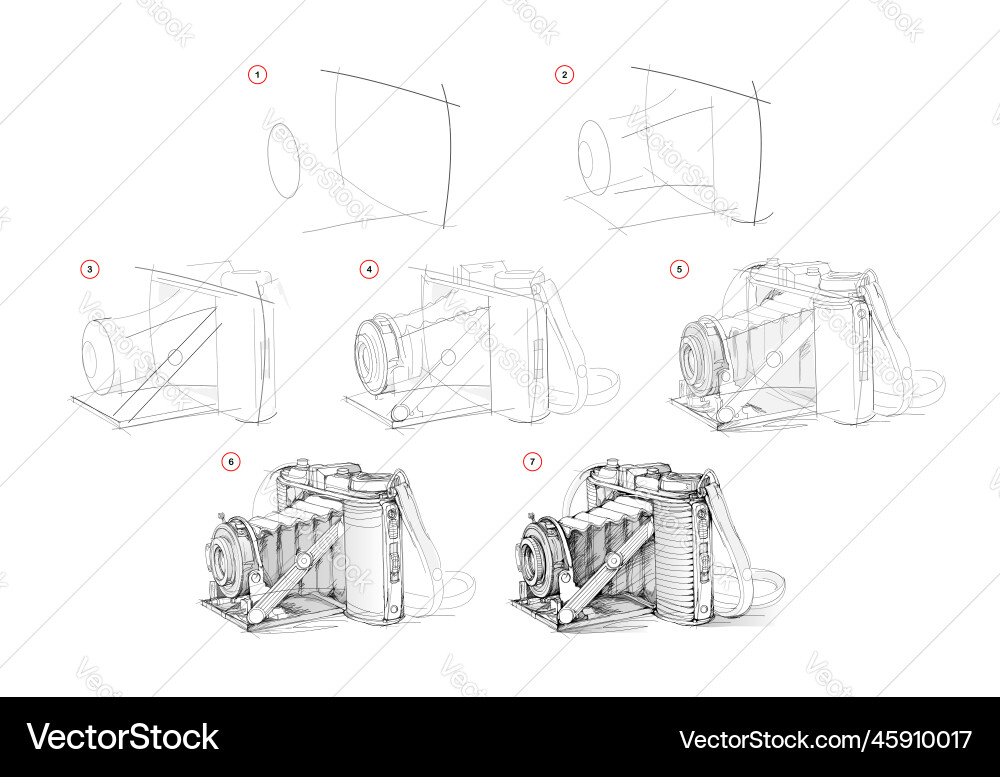Page shows how to learn draw sketch of old Vector Image