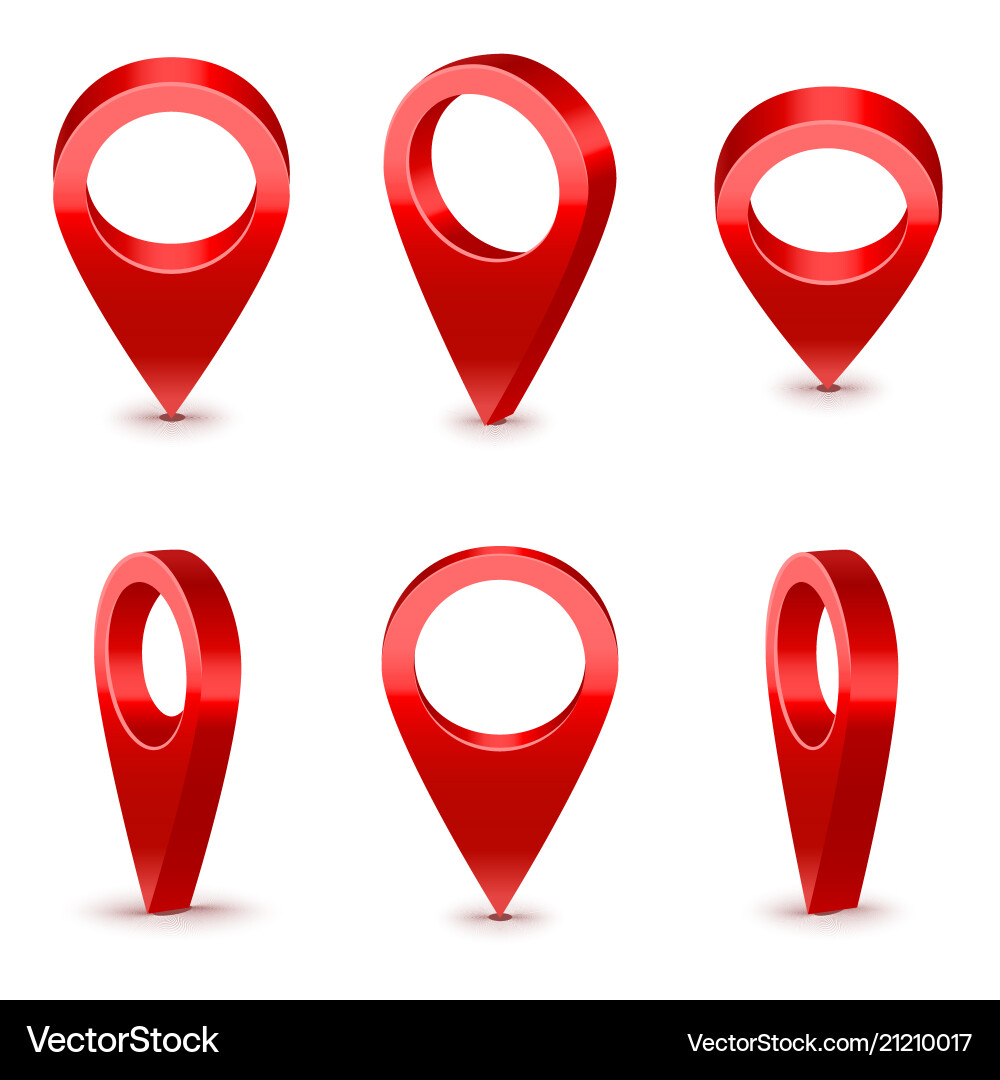 Red 3D Map Pointer Pins - Set vector image