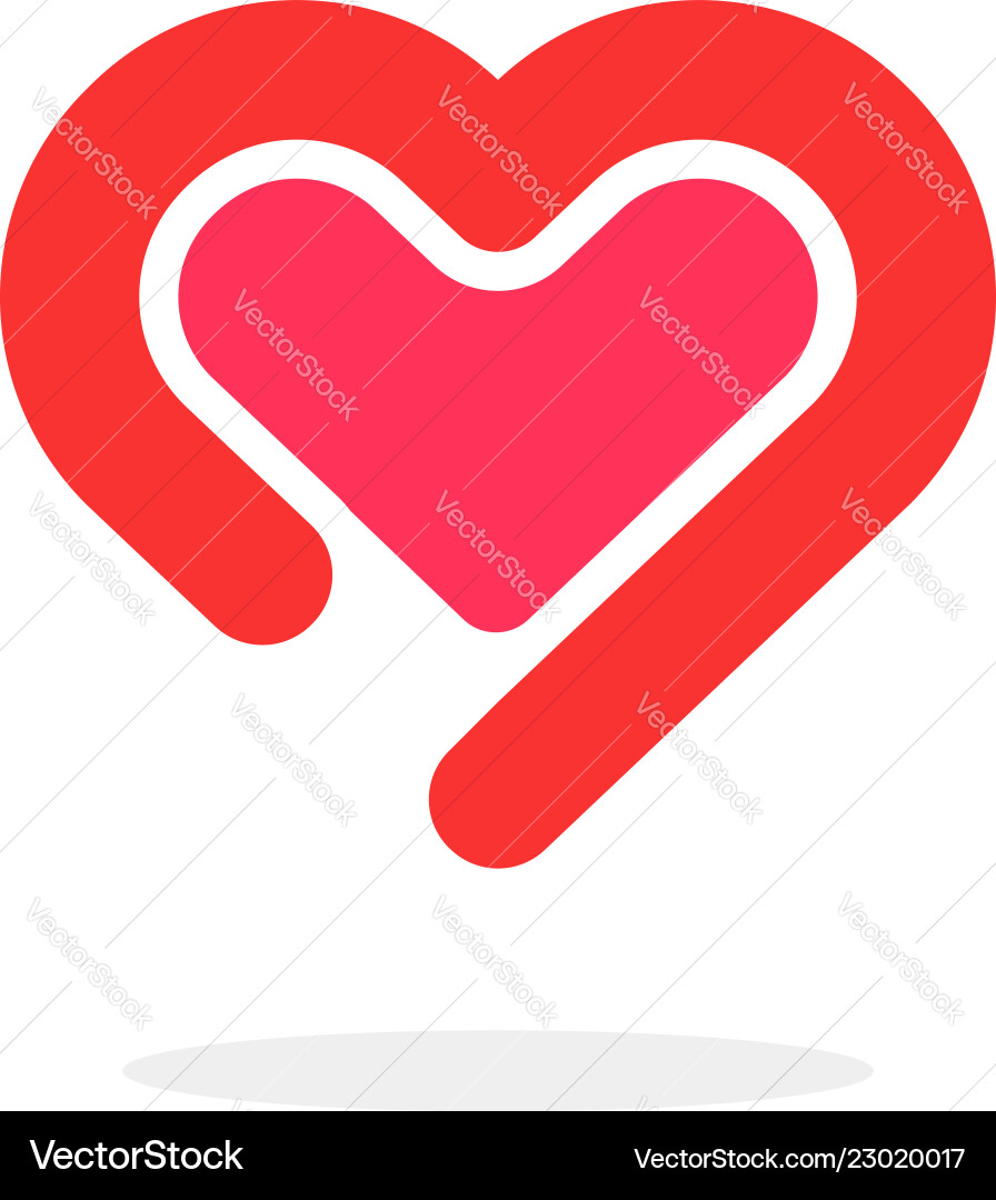 Red linear heart couple logo vector image