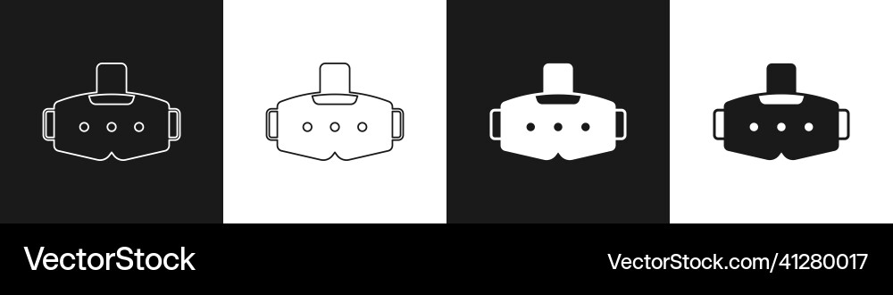 Set virtual reality glasses icon isolated on black Set virtual reality glasses icon isolated on black vector image