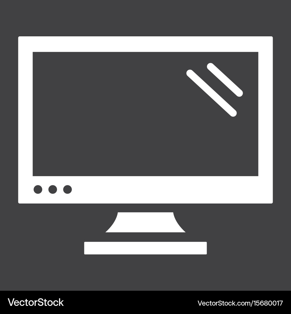 Solid Computer Monitor Icon vector image