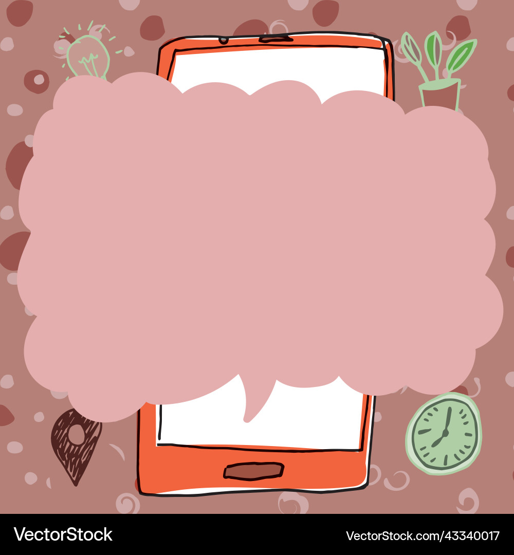 Speech bubble with important message above mobile Speech bubble with important message above mobile Vector Image