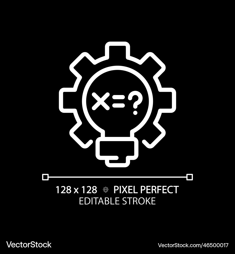 Stem in mathematics pixel perfect white linear Stem in mathematics pixel perfect white linear Vector Image