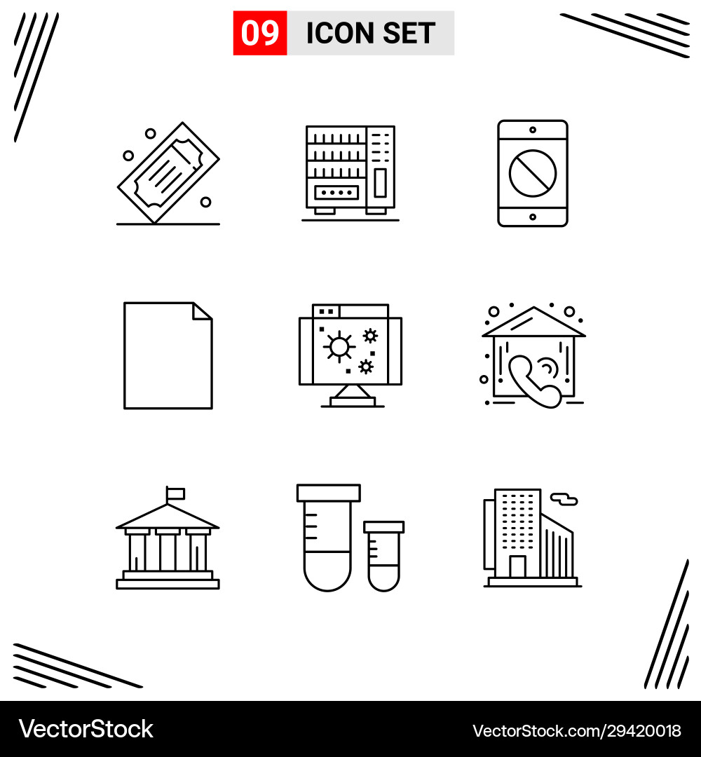 9 icons line style grid based creative outline 9 icons line style grid based creative outline vector image