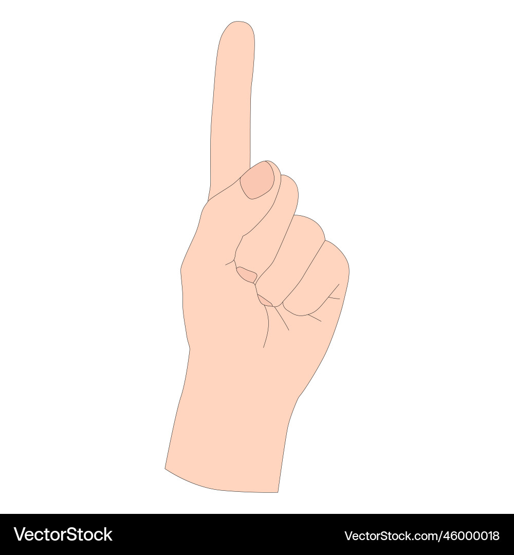 A hand gesture - pointer up sign language A hand gesture - pointer up sign language vector image