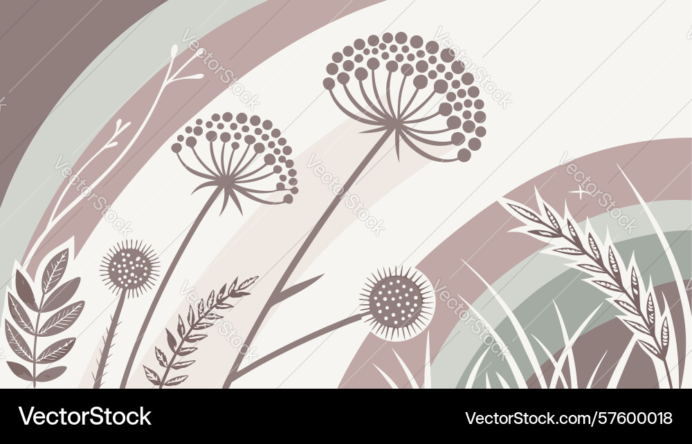Abstract botanical design with arcs and muted Vector Image
