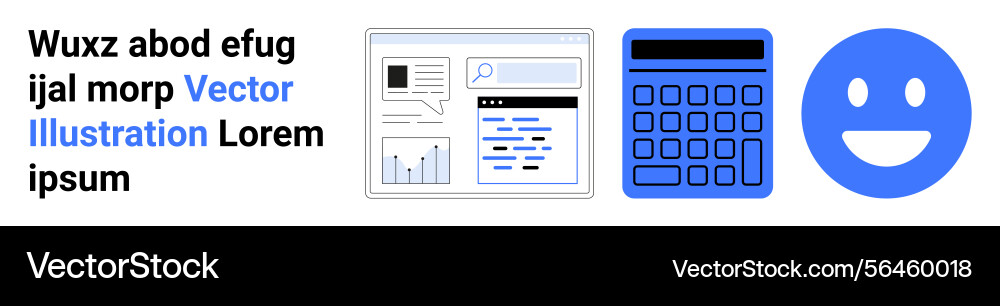 Analytics dashboard calculator and happy face vector image