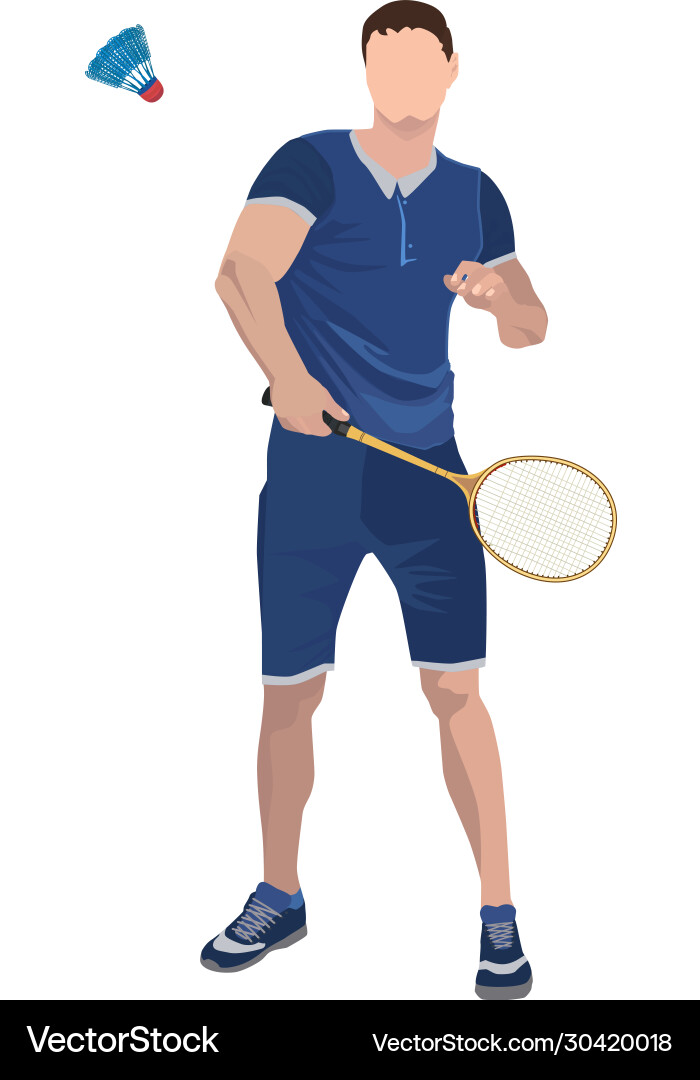 Badminton player with racket and shuttlecock Badminton player with racket and shuttlecock vector image