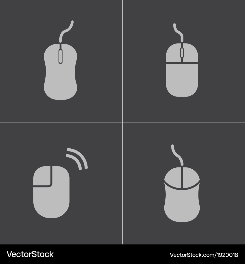 Black computer mouse icons set Vector Image