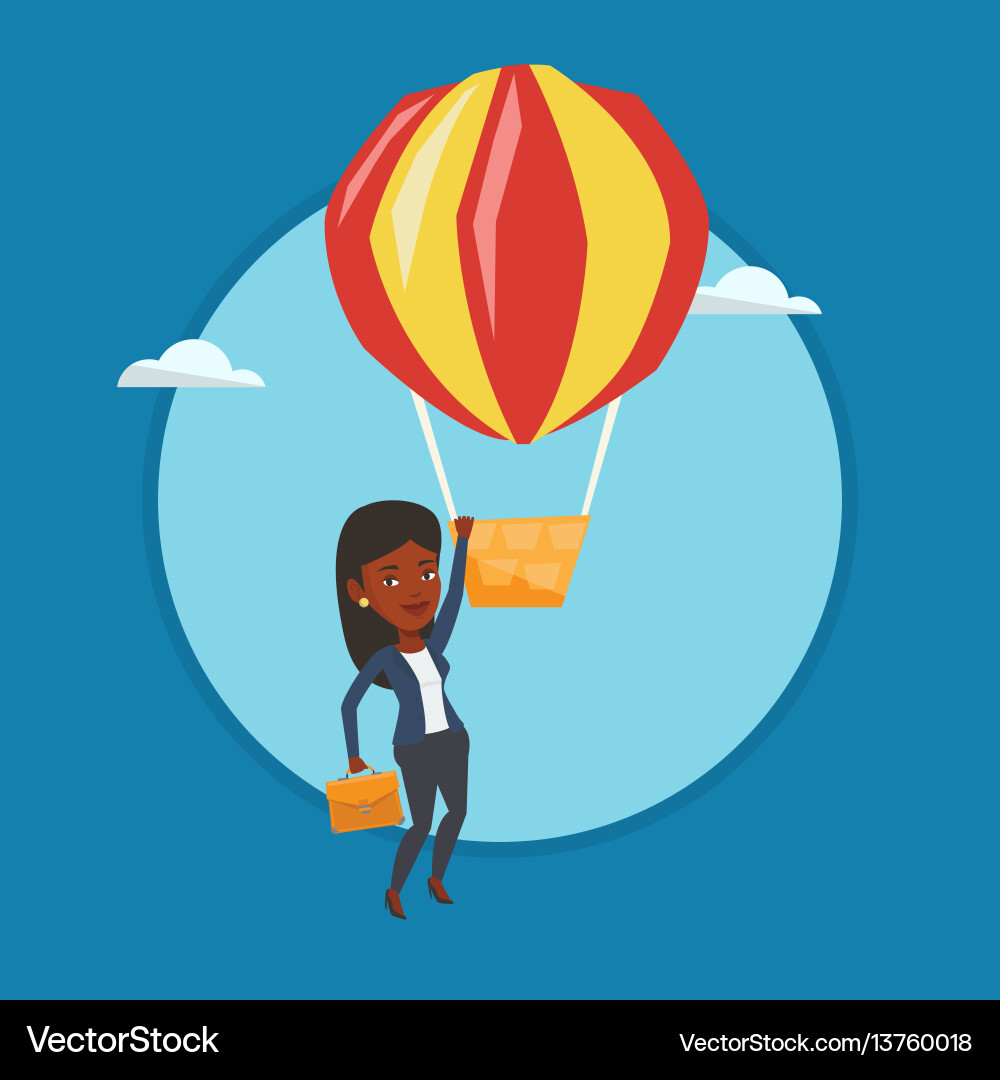 Business woman hanging on balloon Business woman hanging on balloon vector image