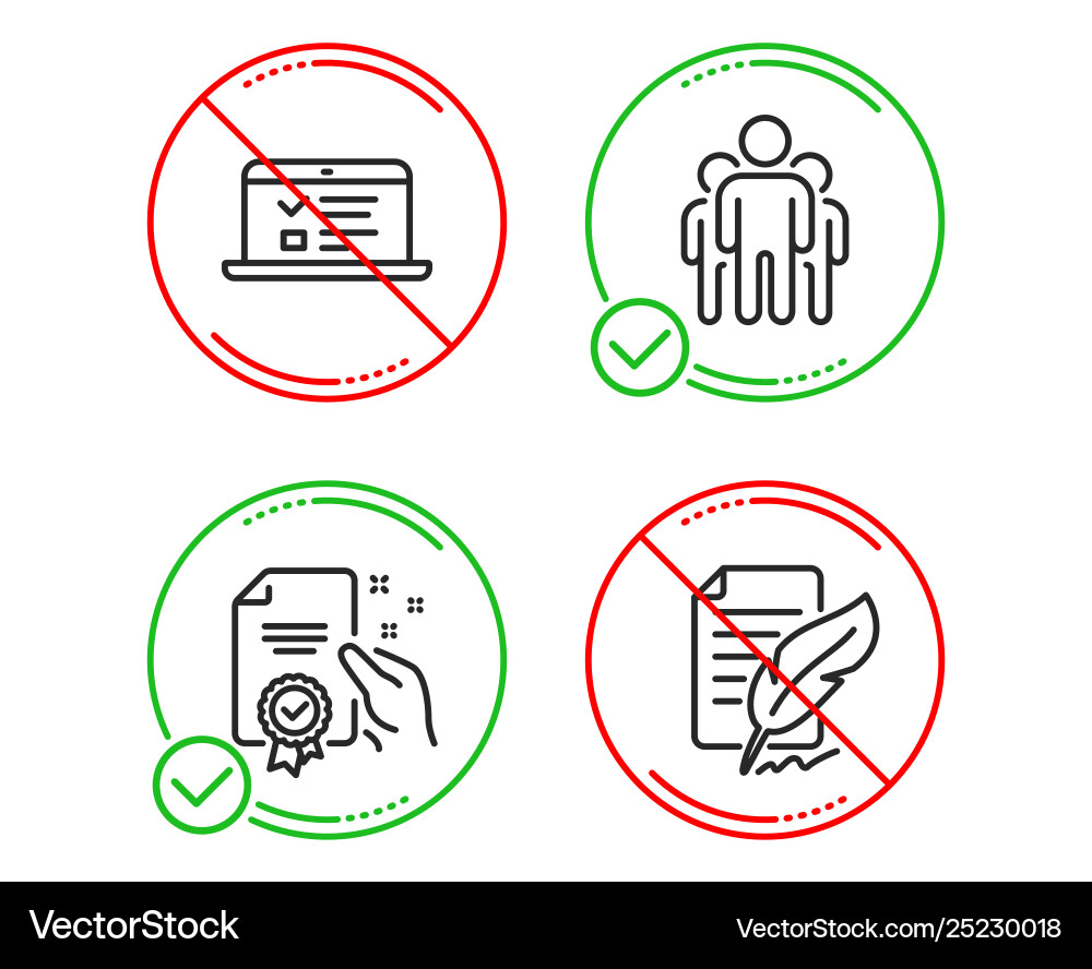 Certificate web lectures and group icons set vector image