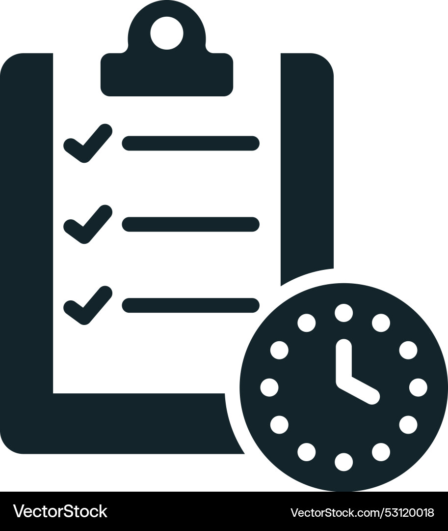 Clipboard with checklist and clock representing Clipboard with checklist and clock representing vector image