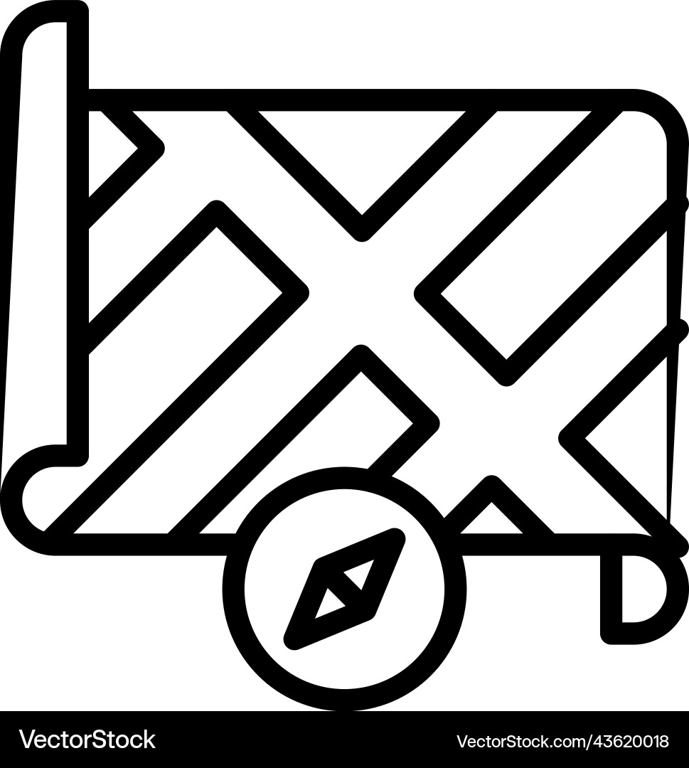 Compass and map icon location navigation vector image
