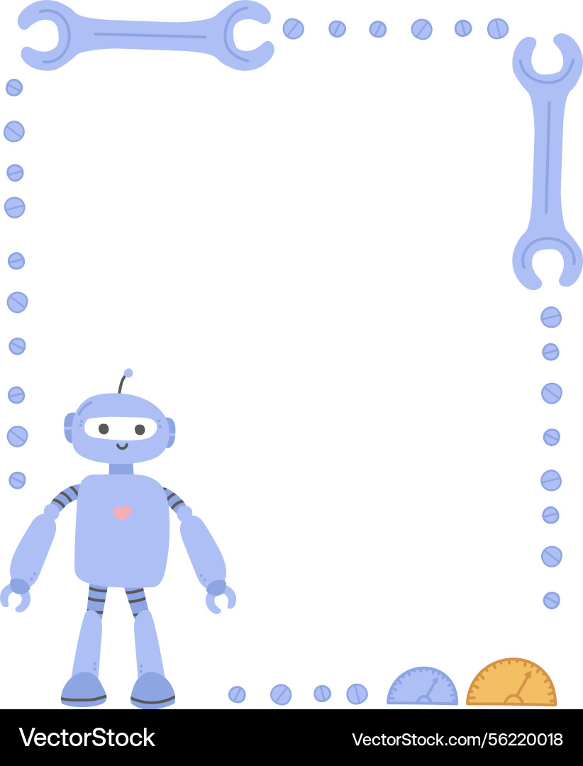 Cute robot with tool frame Cute robot with tool frame vector image