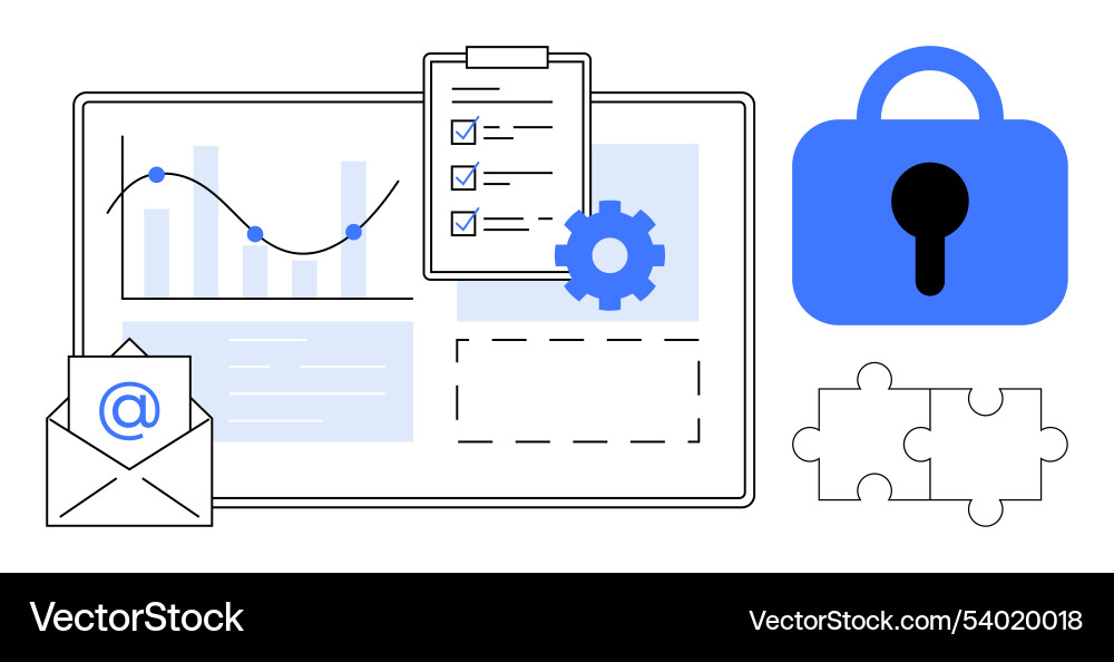 Data security and management concept with charts Data security and management concept with charts vector image