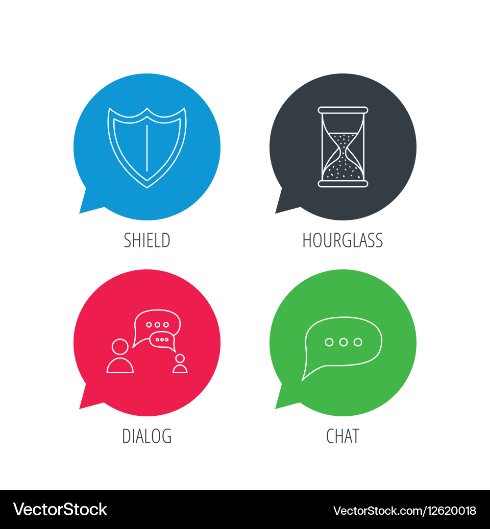 Dialog chat speech bubbles and shield icons Vector Image
