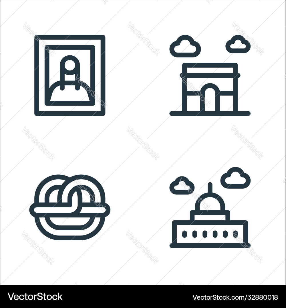 Europe line icons linear set quality Europe line icons linear set quality vector image