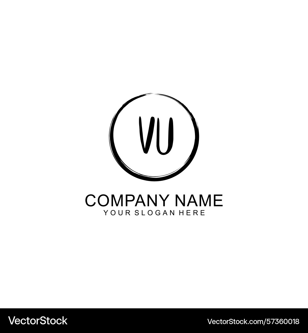 Handwritten vu initial logo with circle Vector Image