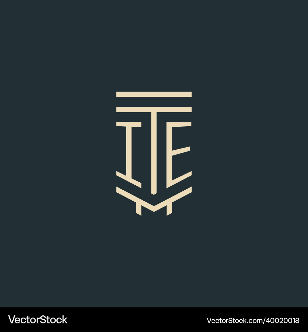 Ie initial monogram with simple line art pillar Vector Image