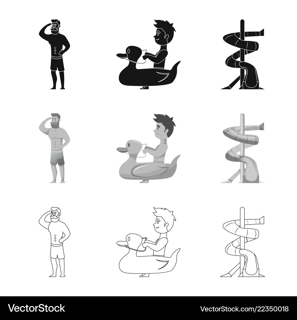 Isolated object of pool and swimming logo set Isolated object of pool and swimming logo set vector image