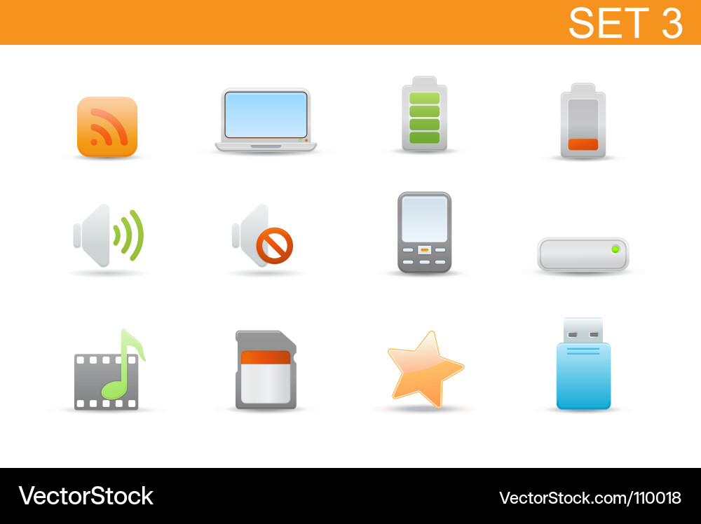 Media & Device Icons vector image
