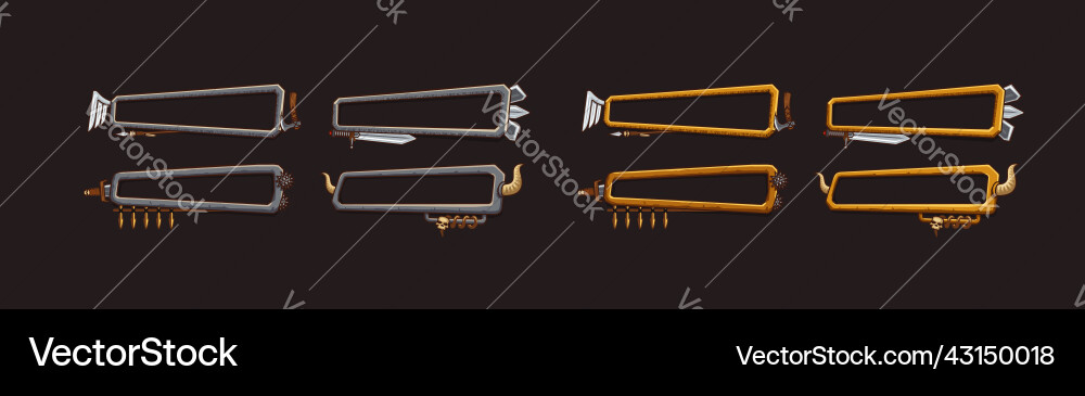 Medieval level frames viking game ui menu elements Medieval level frames viking game ui menu elements vector image