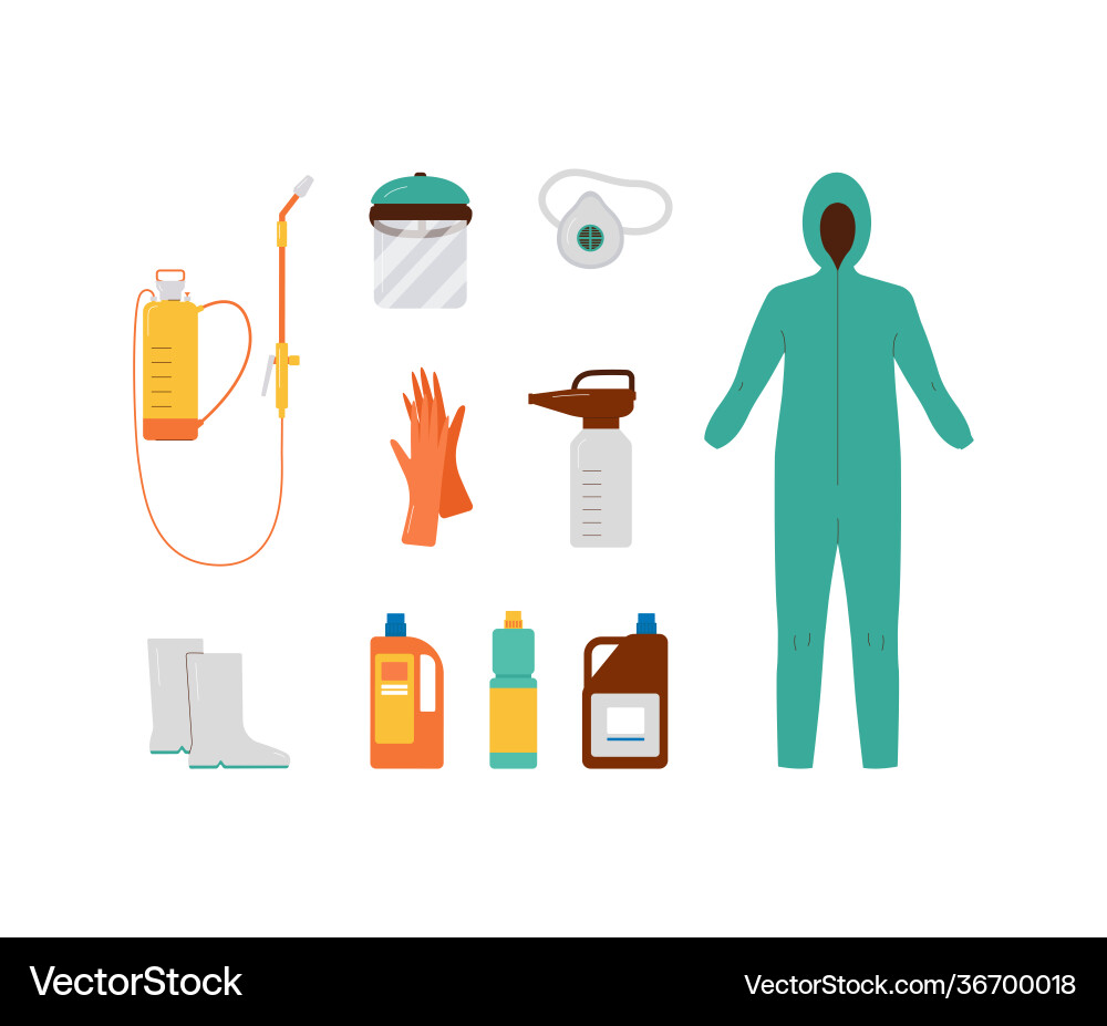 Protective equipment for pesticide spraying flat Vector Image