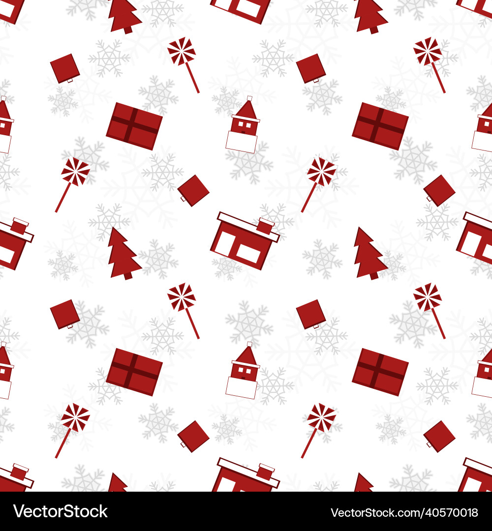 Red christmas object silhouette repeat pattern Red christmas object silhouette repeat pattern vector image