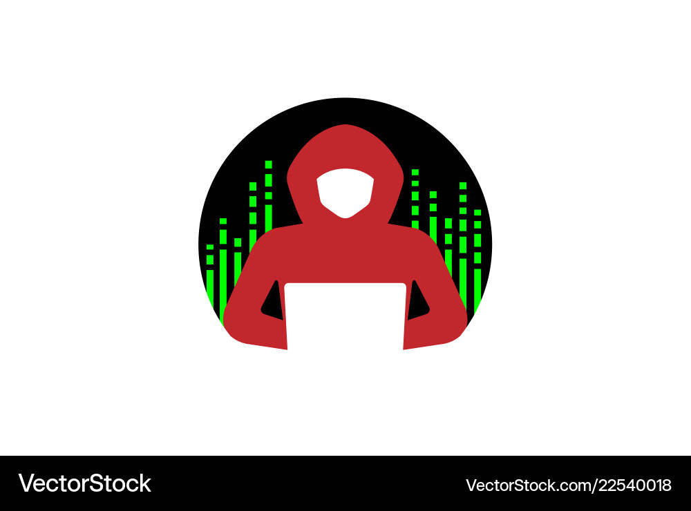 Red Hacker Circle Logo - Data Security vector image