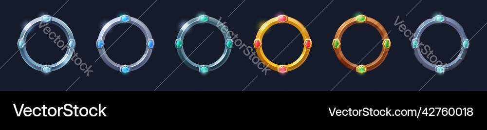 Round avatars frames for game ui textured borders Round avatars frames for game ui textured borders vector image